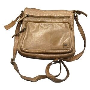 WISE OWL Genuine Leather Tan Brown Crossbody Bag Adjustable Strap Zipper Travel